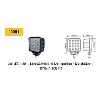 Lisävarusteinen LED ajovalo 48W (3071Lm) _ auto / lisävarusteet / tarvikkeet