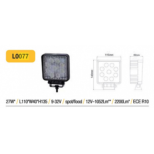 LED papildus lukturis 27W (2200Lm) _ AUTO / PIEDERUMI / AKSESUĀRI