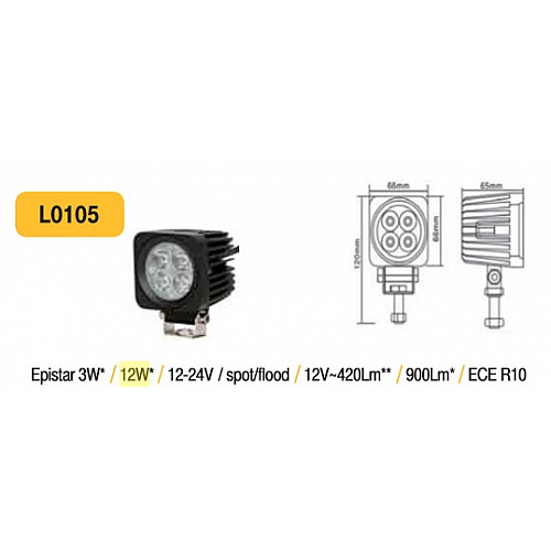 Lisävarusteinen LED ajovalo 12W (900Lm) _ auto / lisävarusteet / tarvikkeet